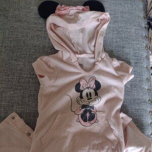 Disney baby girl 6-9 months Pink Minnie Mouse Bodysuit Hood w/ Ears